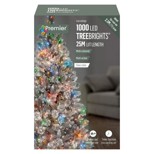 1000 LED Multi Action Treebrights With Timer - Multi /Clear Cable