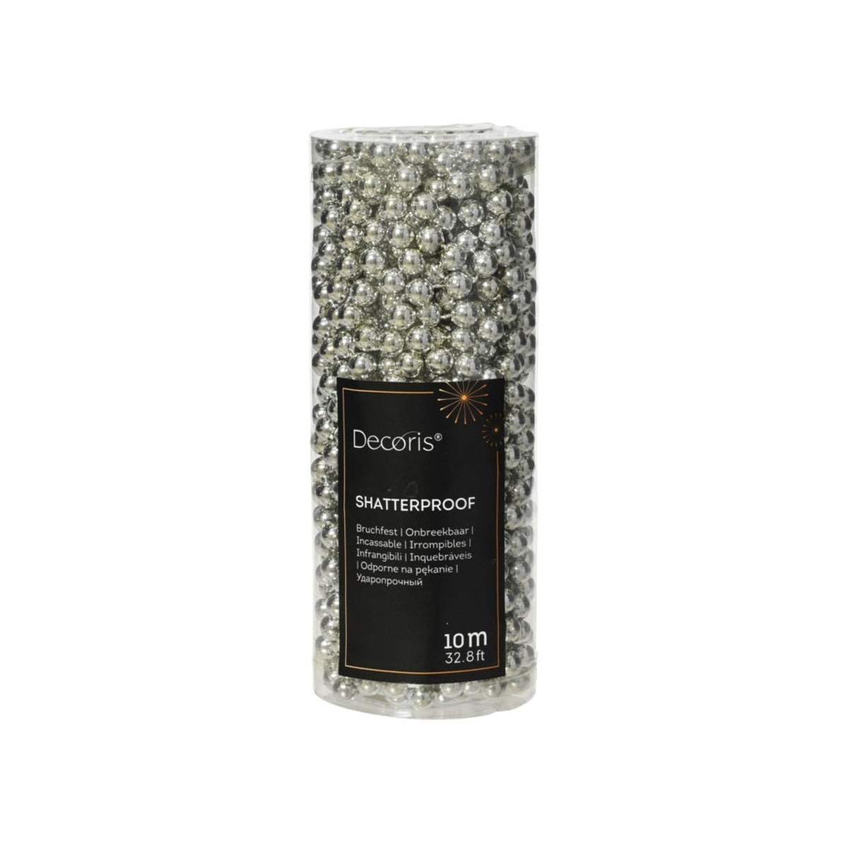 10m Bead Garland Polystyrene - Silver
