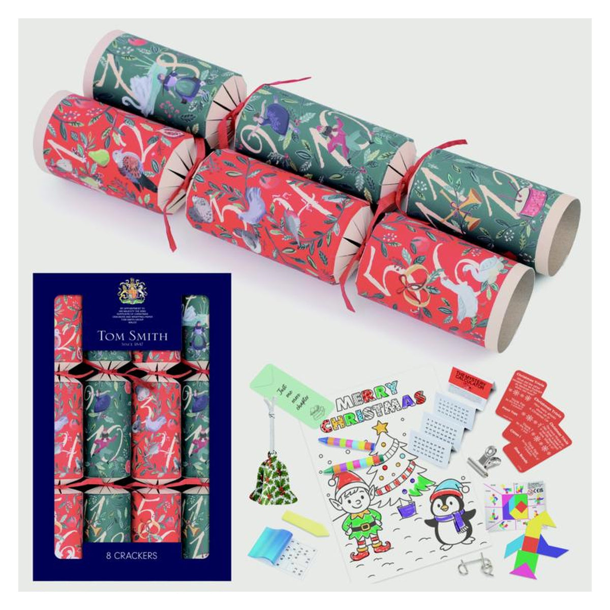 12 Days Of Christmas Crackers 12.5" - Pack 8