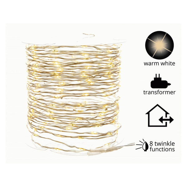 12m Micro LED Outdoor Twinkle Lights - Cool White