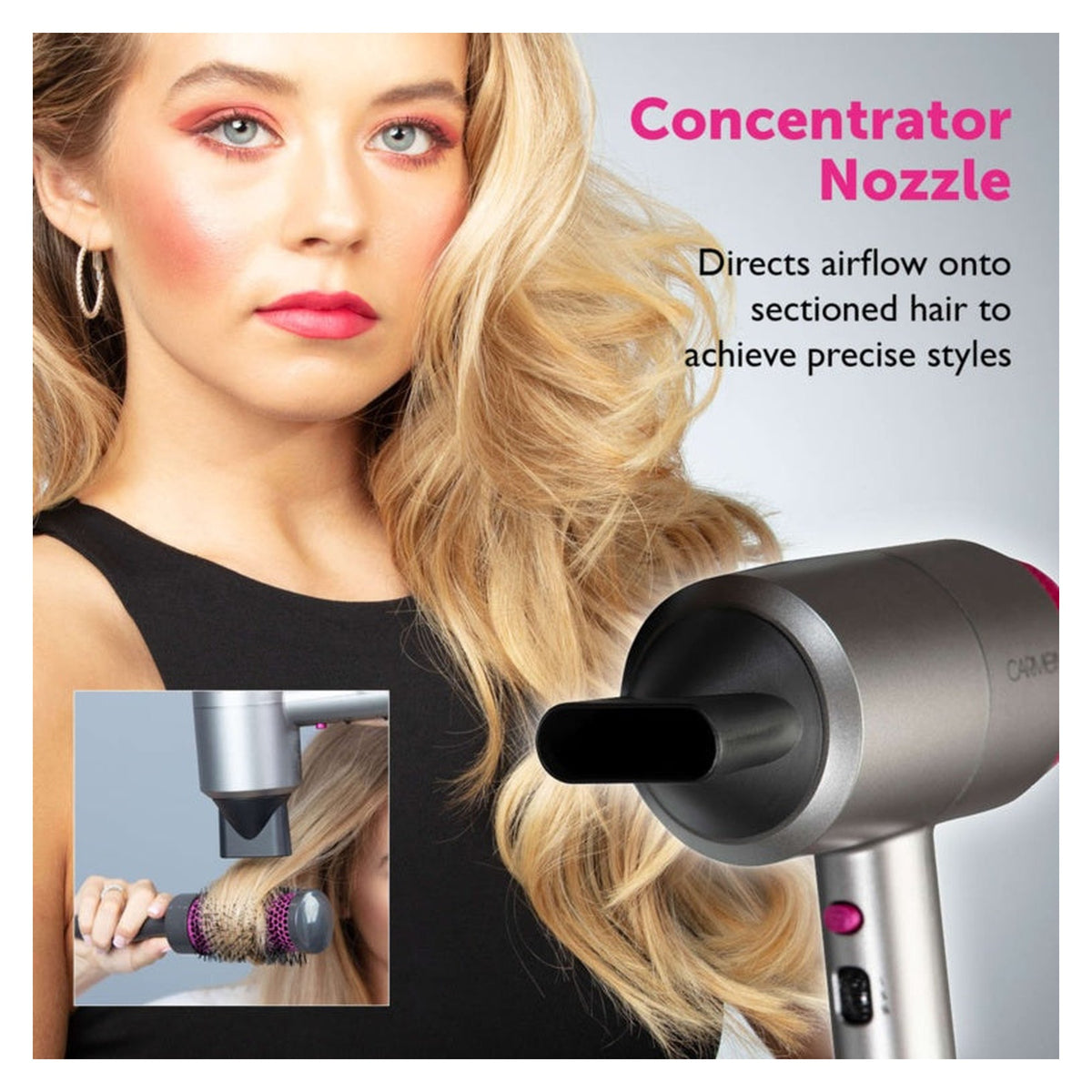 1800w Neon Professional Hair Dryer - Graphite & Pink, view 4