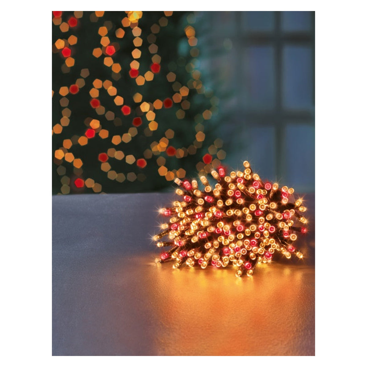 200 LED Multi Action Supabrights With Timer - Red/Vintage Gold