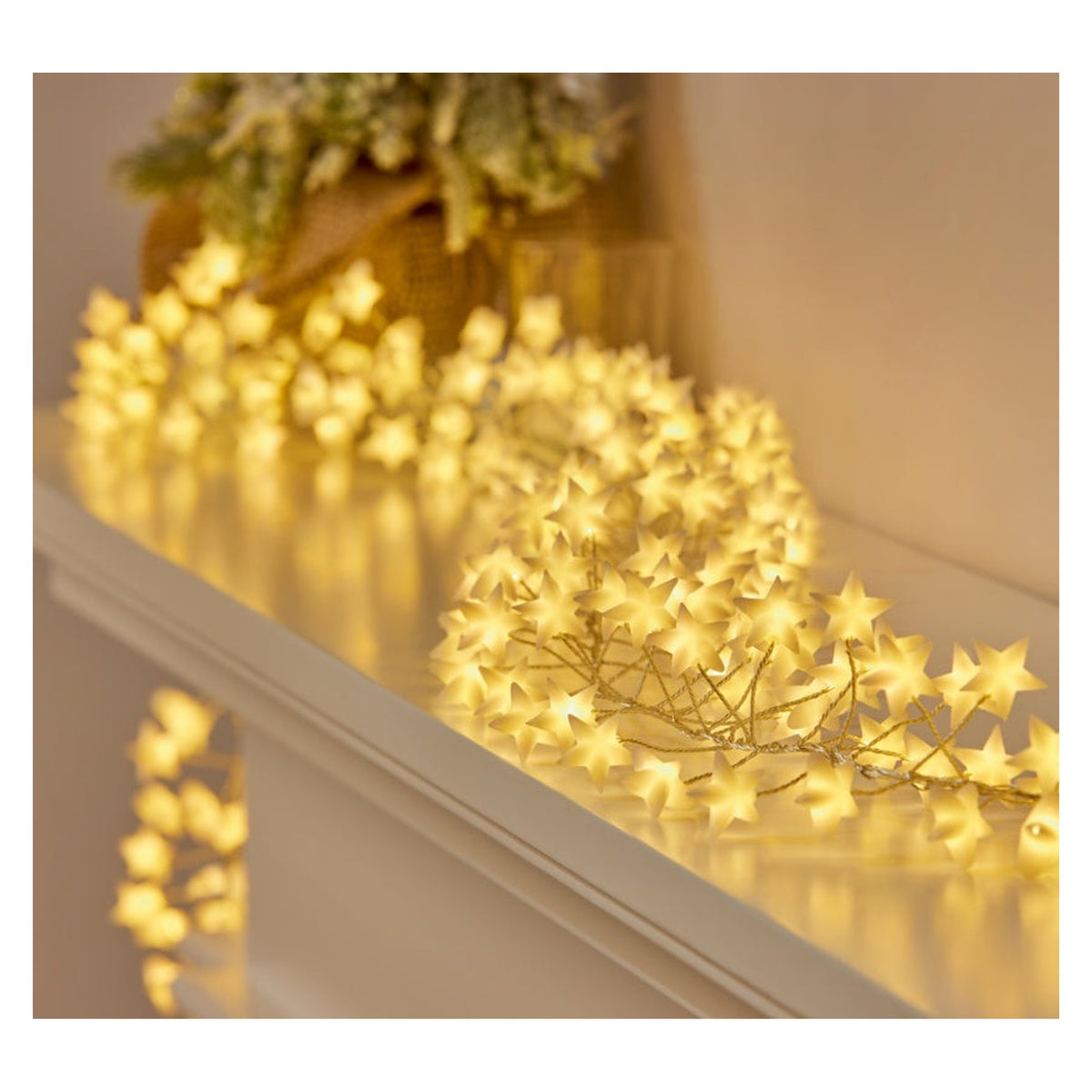 280 LED Microbrights Multi Action Star Garland - Warm White - Clear Wire, view 3