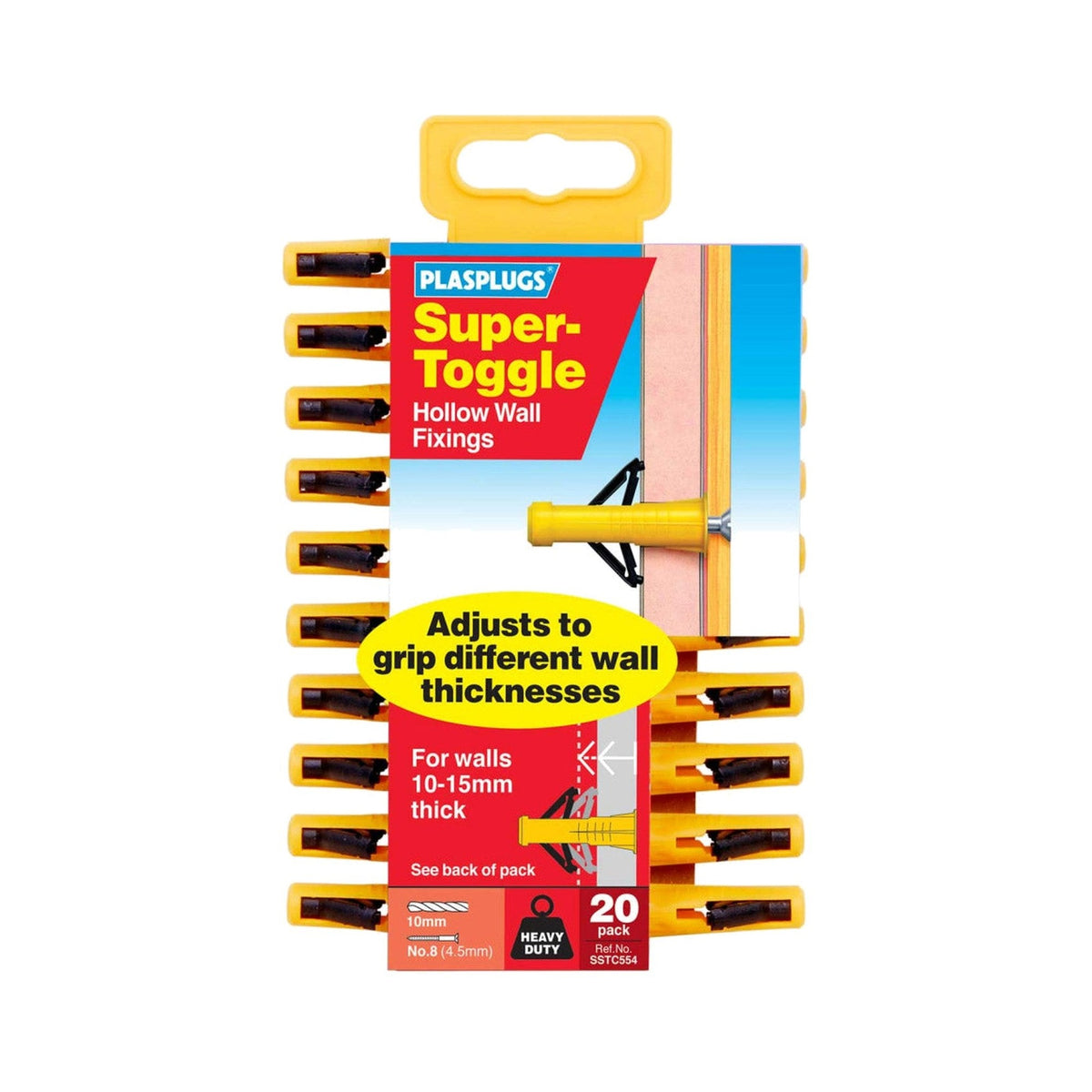 Plasplugs Super Toggle Heavy Duty Anchors, Pack of 20