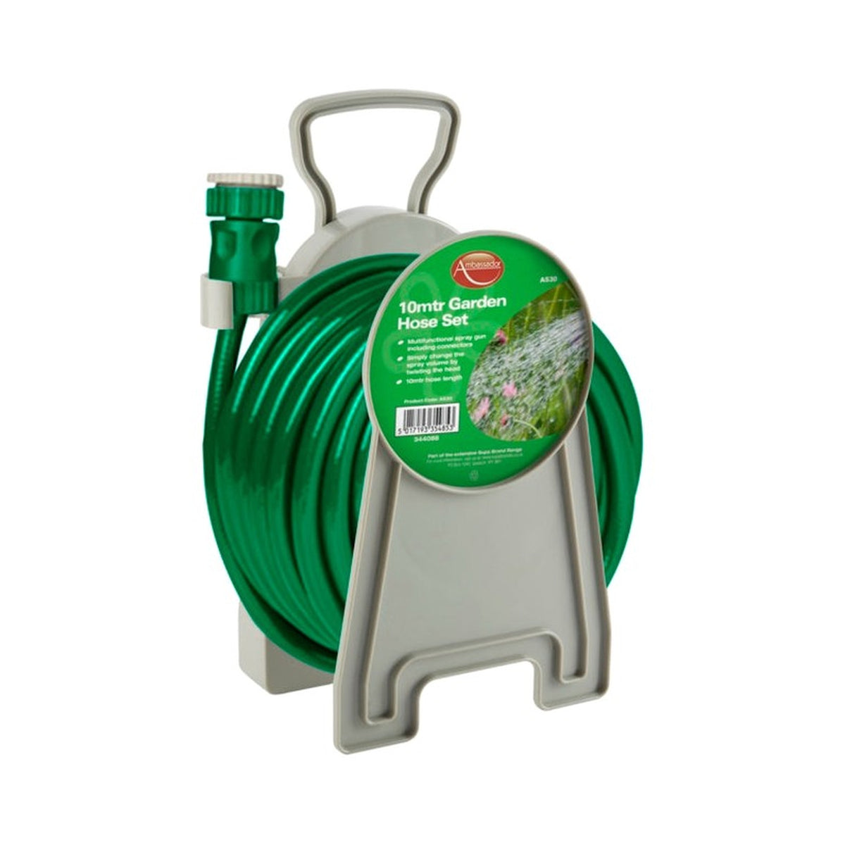 Ambassador Garden Hose Set with Spray Gun, 10m
