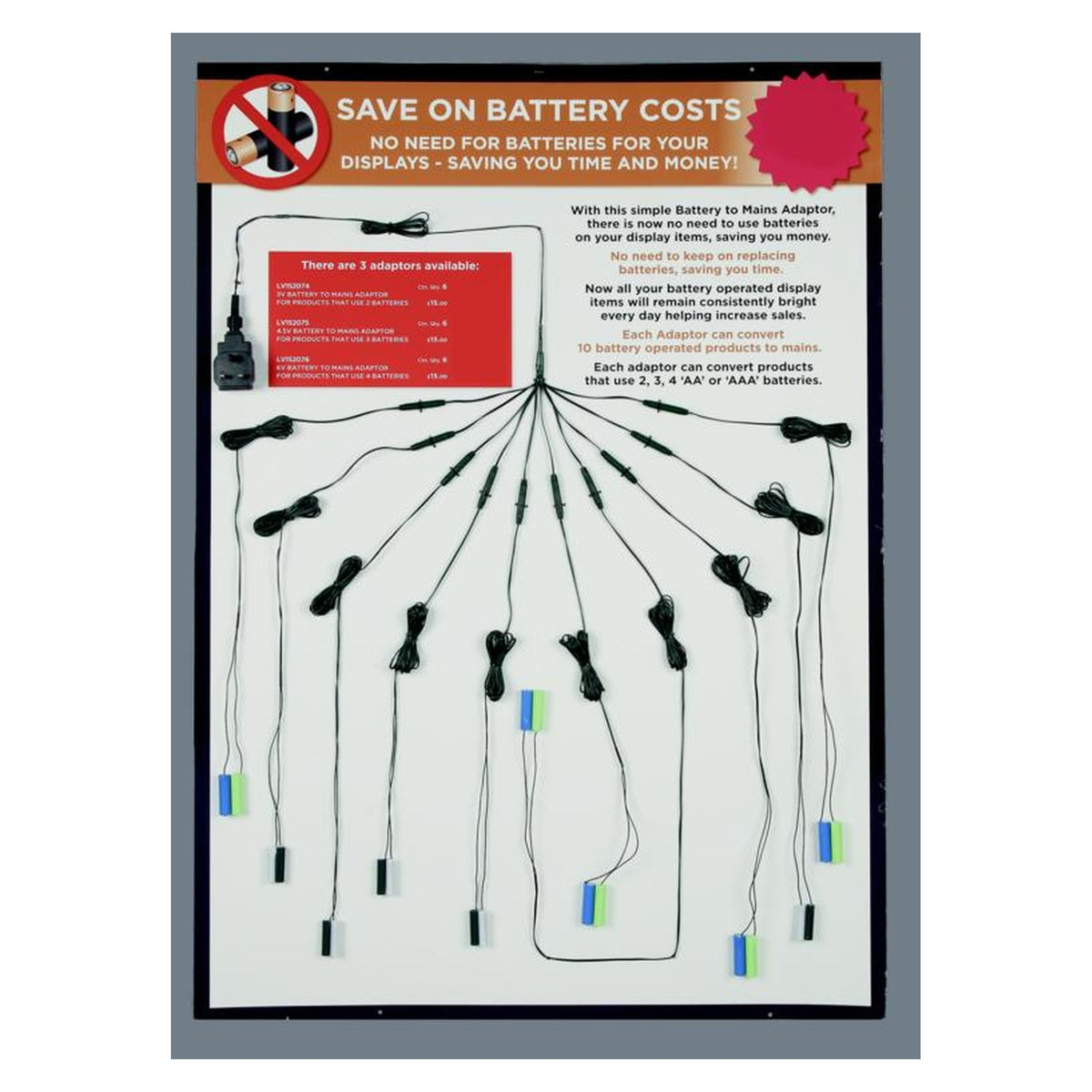 3v Battery To Mains Adaptor For 10 Battery Operated Items