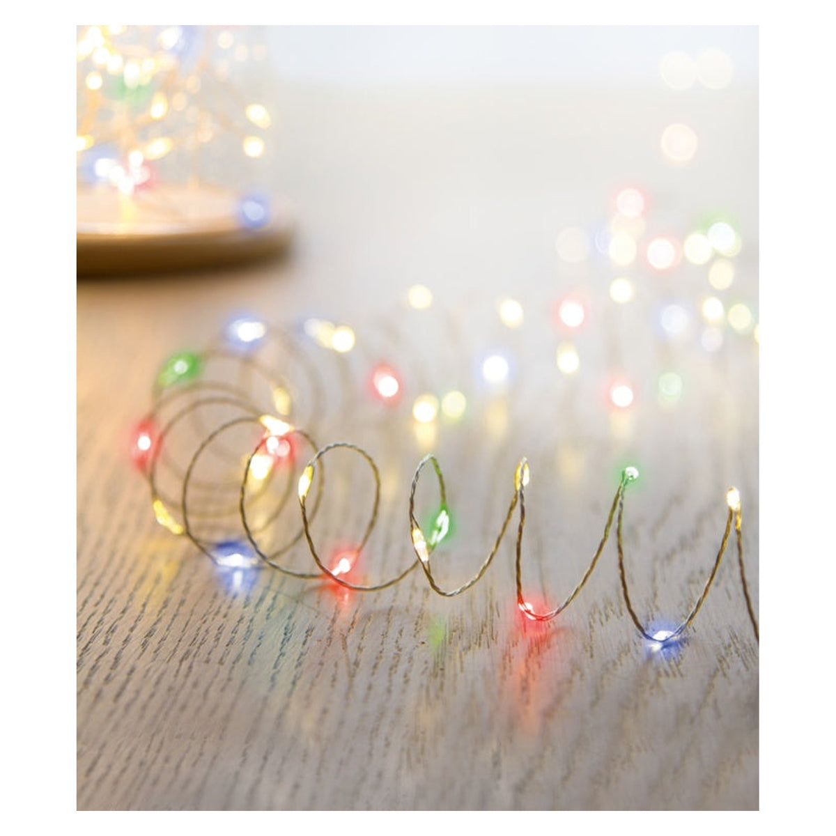 40 LED Indoor Ultrabrights With Timer - Multi Coloured /Silver Wire, view 2