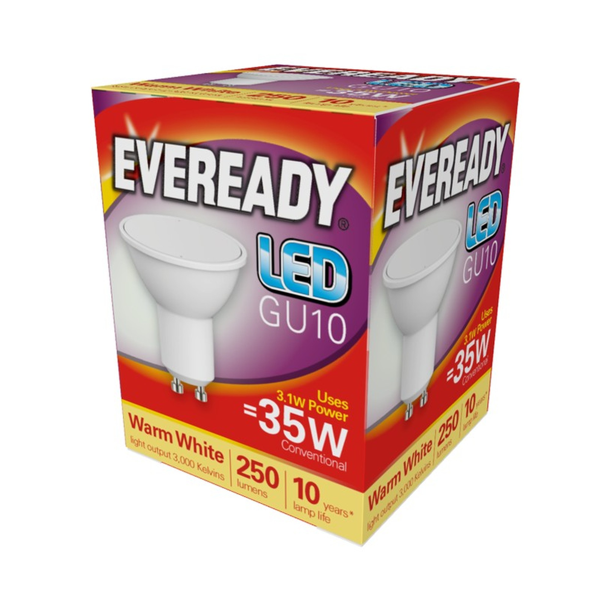 Eveready 3W LED GU10 Bulb 250lm Warm White 3000K
