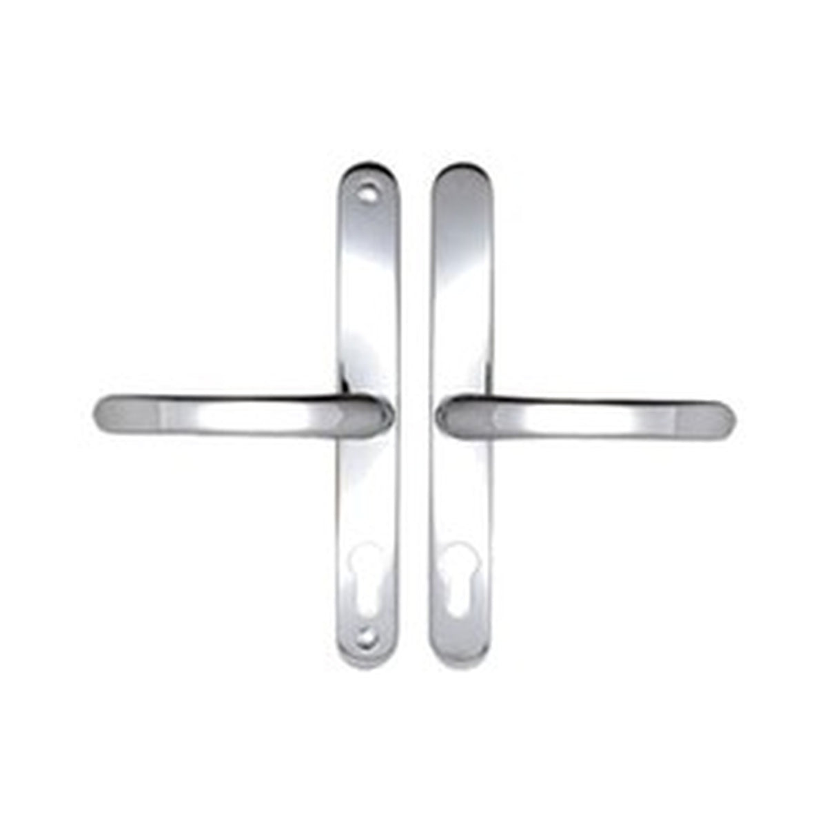 Securit uPVC Sprung Door Handles, 70mm PZ, 215mm Screw Centres, Polished Chrome, Pair