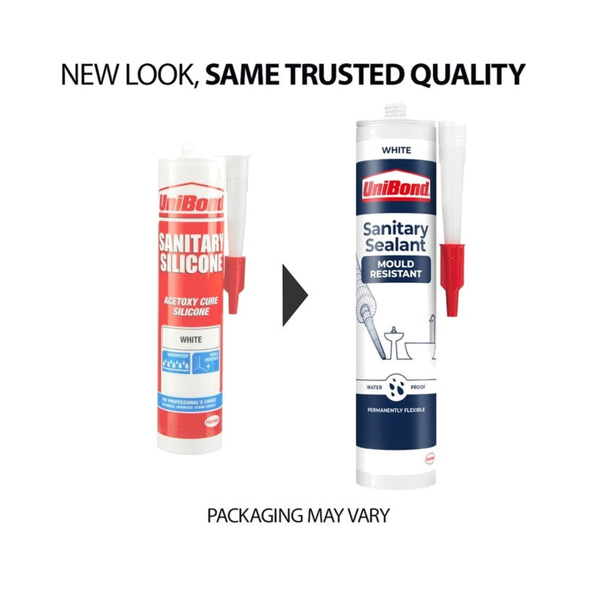 UniBond Sanitary Silicone Sealant, Anti-Mould, White, 280ml