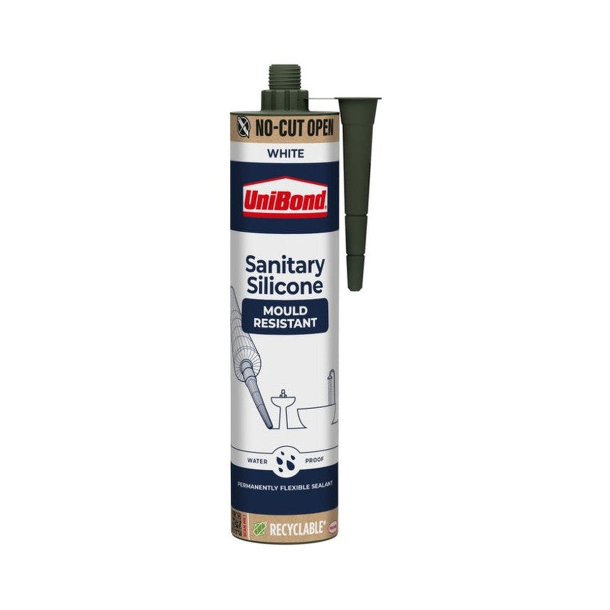 UniBond Sanitary Silicone Sealant, Anti-Mould, White, 280ml