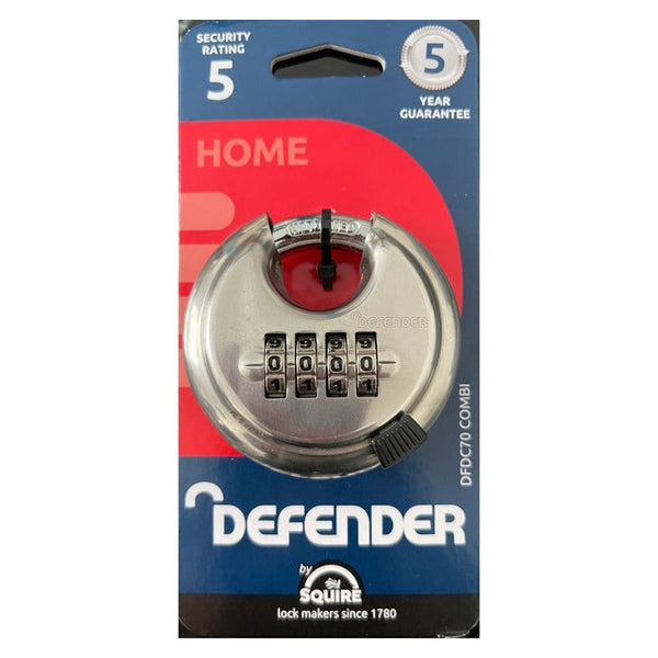 Defender Recodable Combination Disc Padlock, 70mm