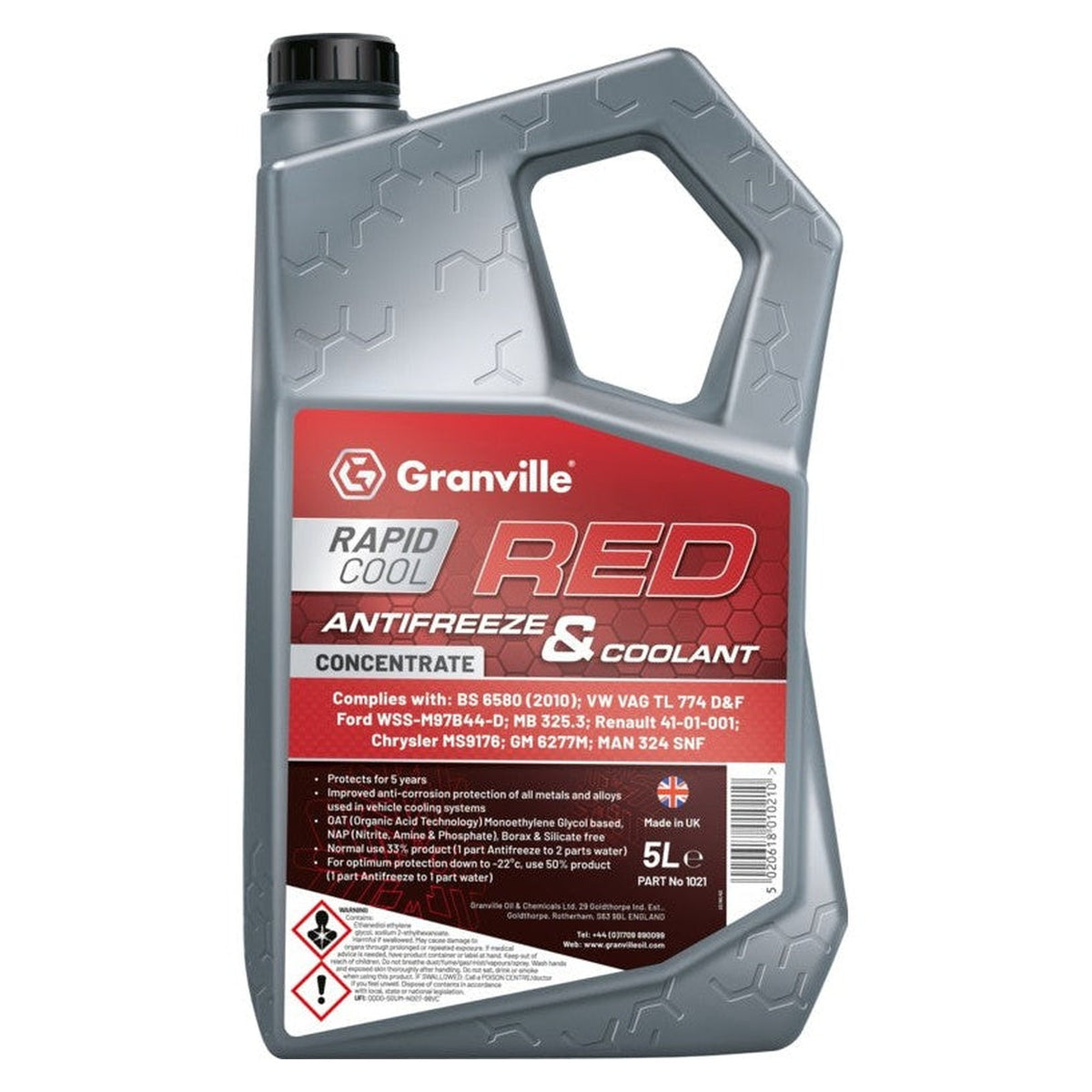 Granville Rapid Cool Red Antifreeze and Coolant Concentrate - 5L