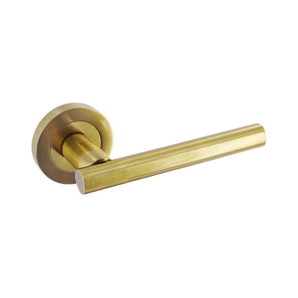 Smiths Architectural T-Bar Lever on Rose Door Handle, Satin Brass