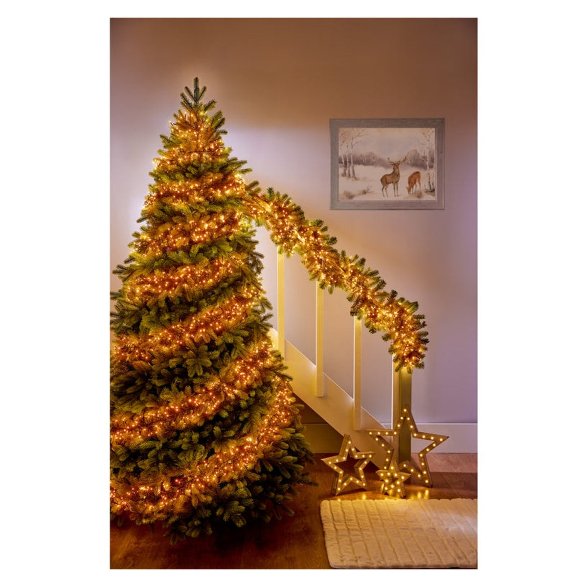 480 LED Multi Action Supabrights Cluster Lights With Timer - Vintage Gold/Green Cable, view 2