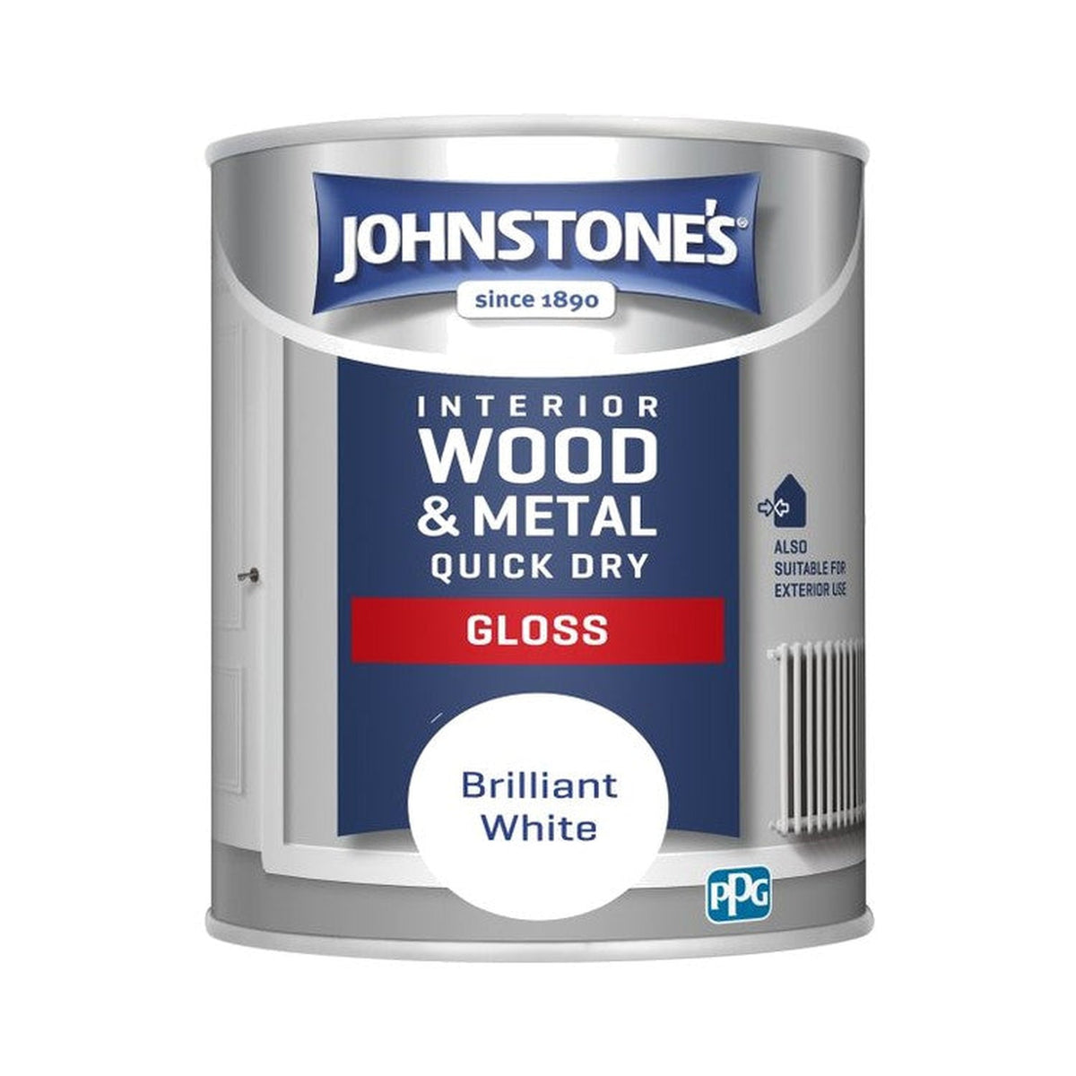Johnstone's Quick Dry Gloss Paint, Brilliant White, 750ml