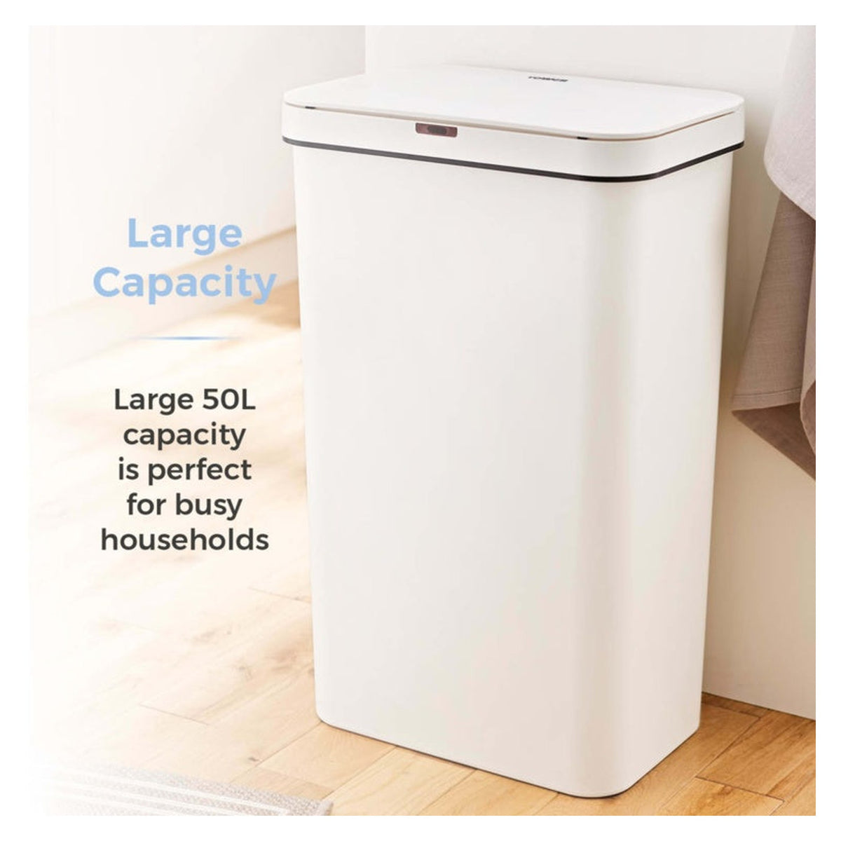 50L Rectangular Sensor Bin - White, view 8