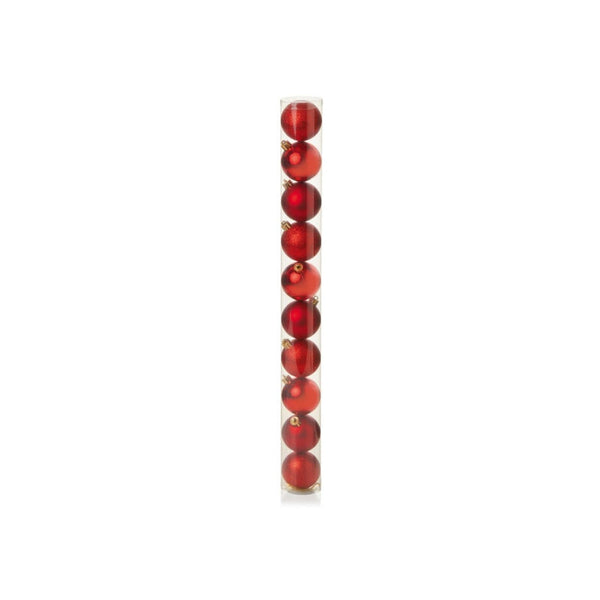 60mm Shatterproof Baubles - Red Tube 10