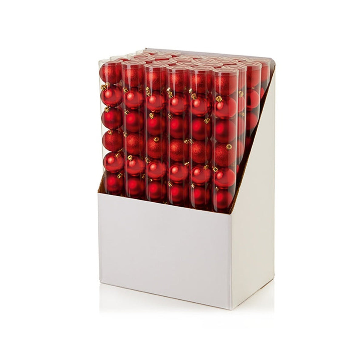 60mm Shatterproof Baubles - Red Tube 10, view 2