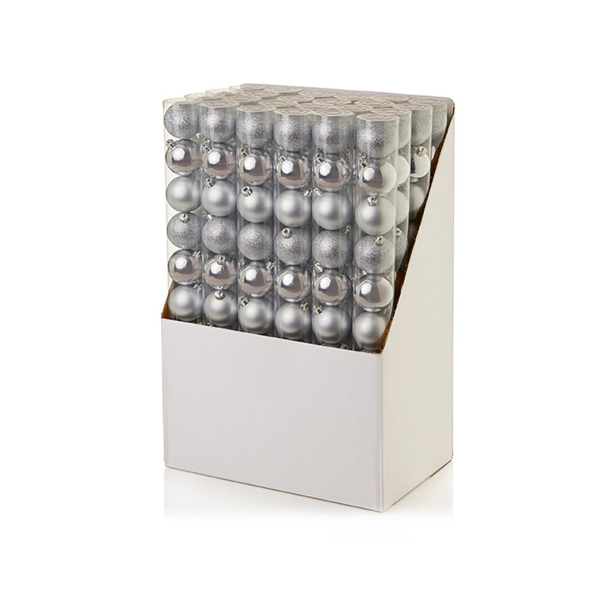 60mm Shatterproof Baubles - Silver Tube 10, view 2