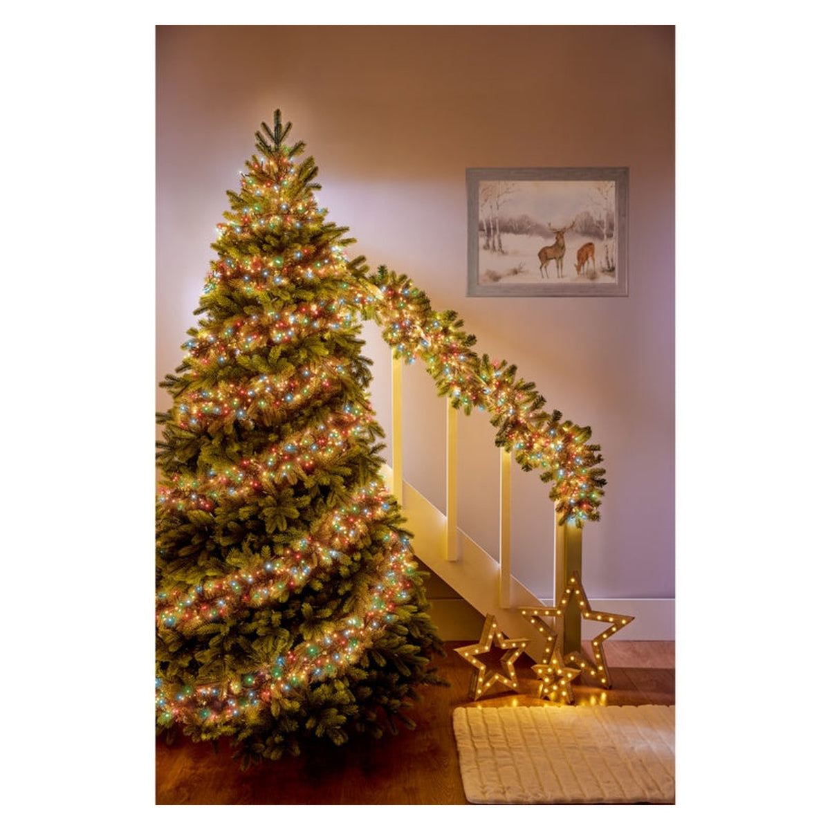 720 LED Multi Action Supabrights Cluster Lights With Timer - Multi/Green Cable, view 2