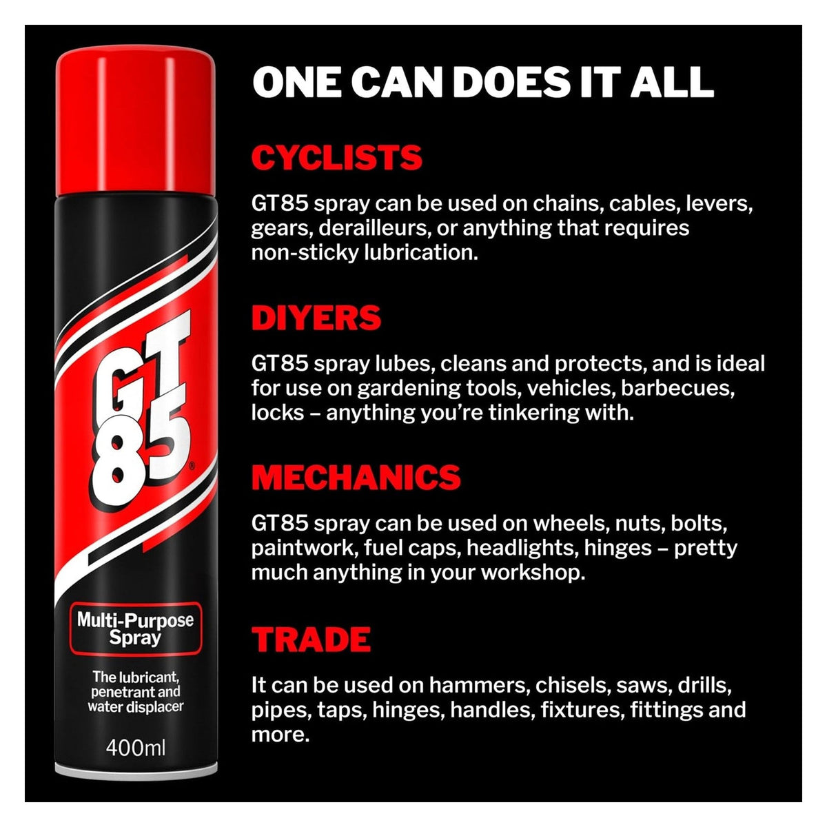 GT85 Multi-Purpose Spray Lubricant - 400ml