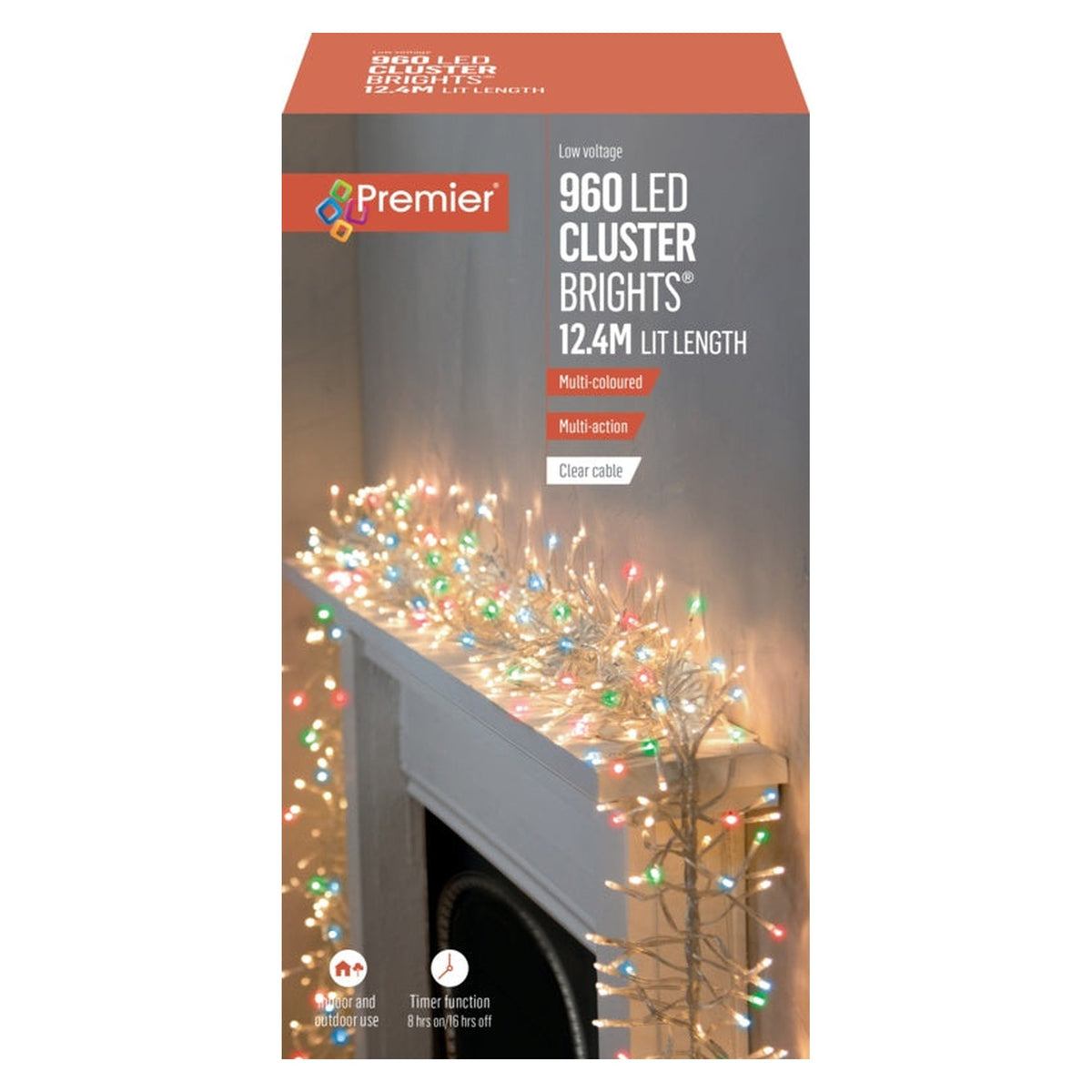 960 LED Multi Action Cluster Brights With Timer - Multi/Clear