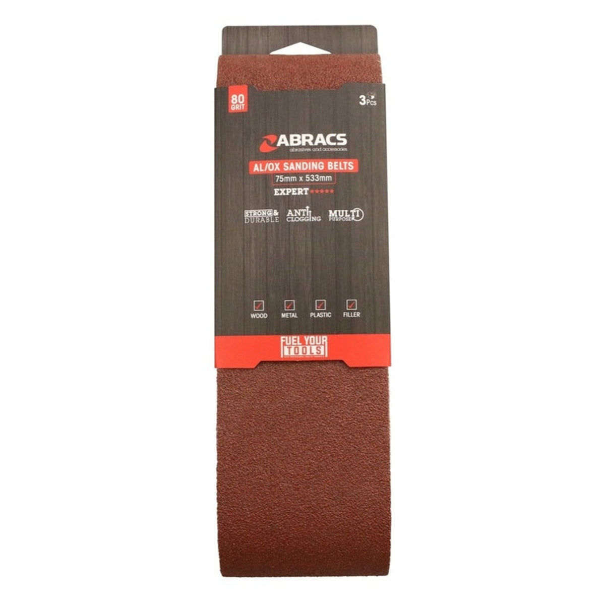 Abracs 75 x 533mm 80 grit sanding belt