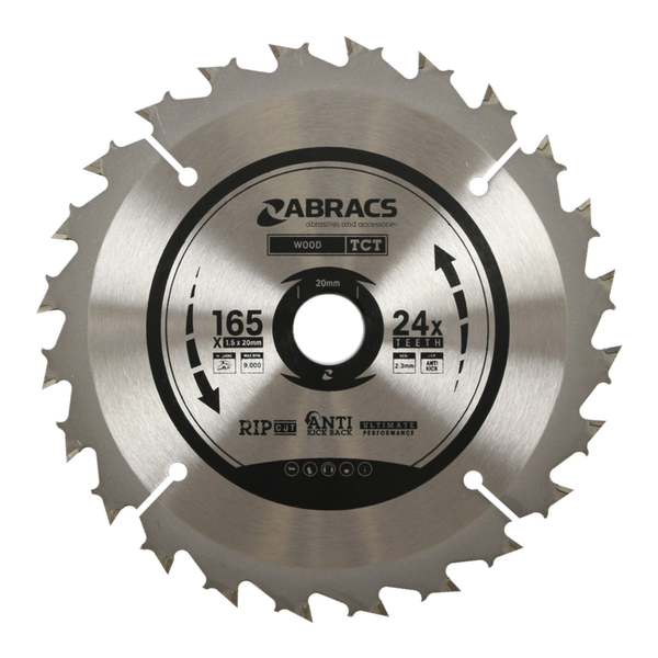 Abracs 165mm 24 tooth tungsten carbide circular saw blade