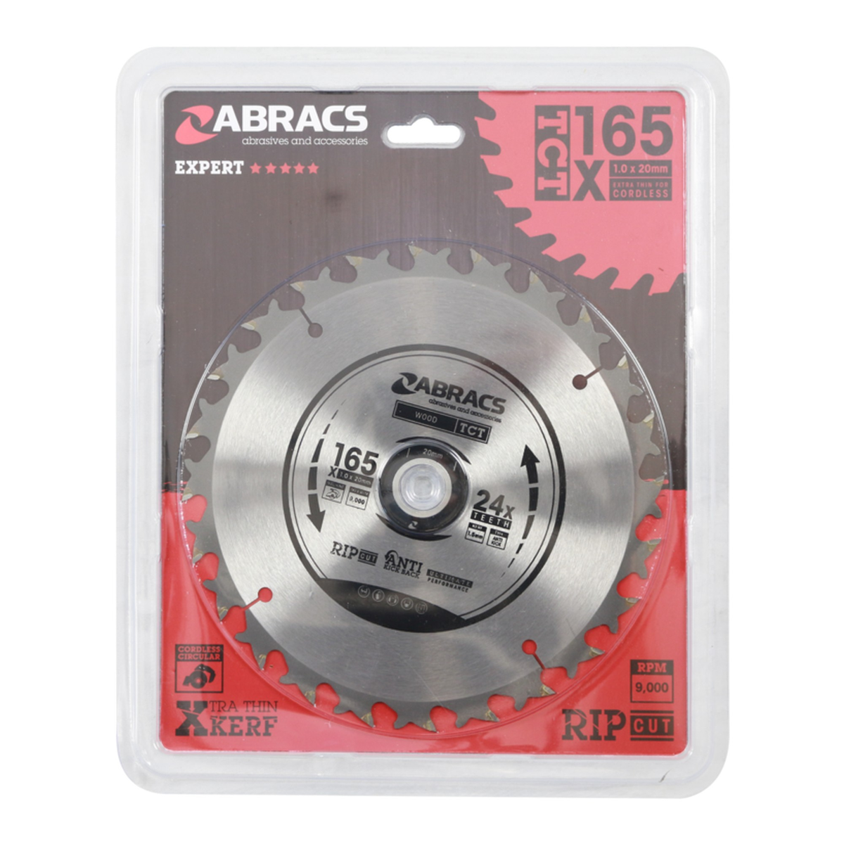 Abracs 165mm 24 tooth tungsten carbide tipped circular saw blade