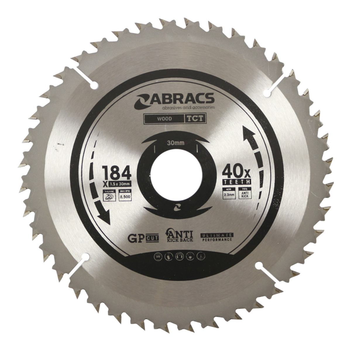 Abracs 184mm 40 tooth circular saw blade, view 2