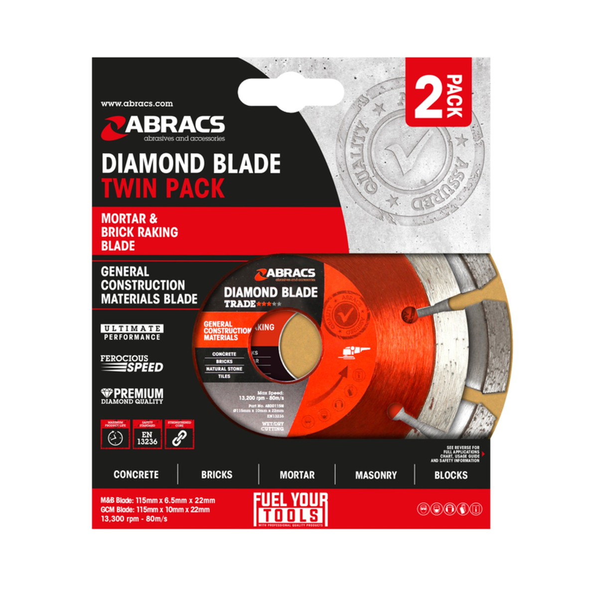 Abracs 115mm mortar and GCM diamond blade twin pack, view 2
