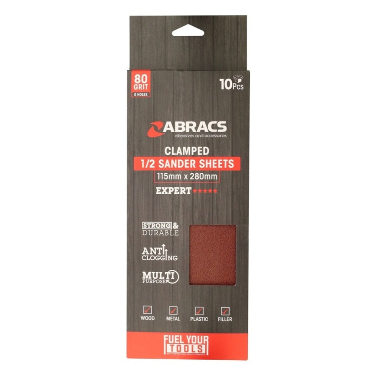 Abracs 115 x 280mm 80 grit orbital sander sheets