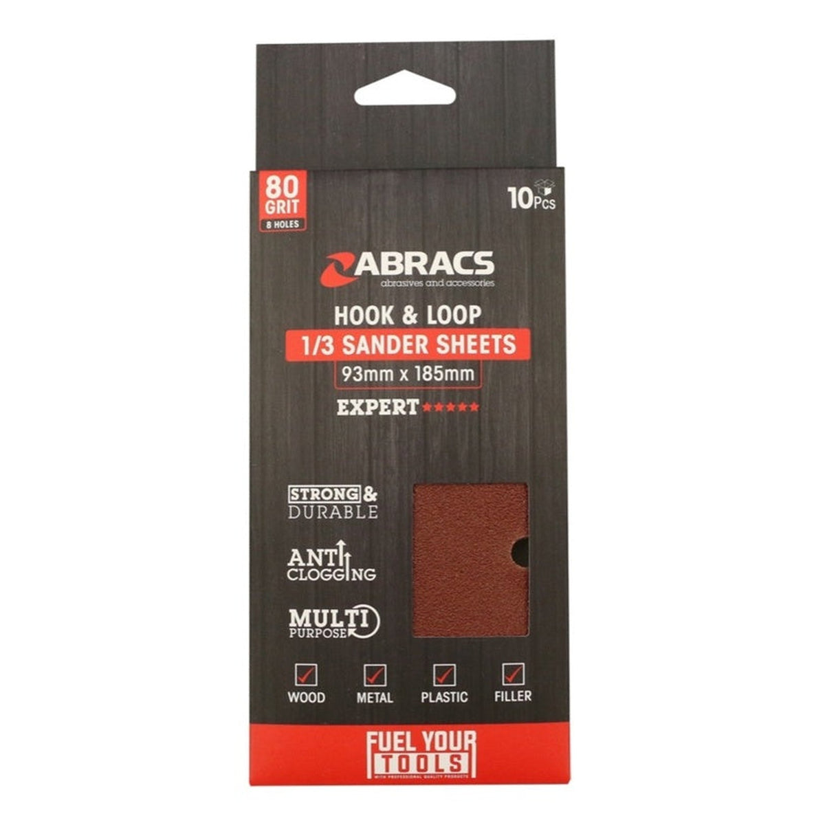 Abracs orbital hook and loop sander sheets 93 x 185mm