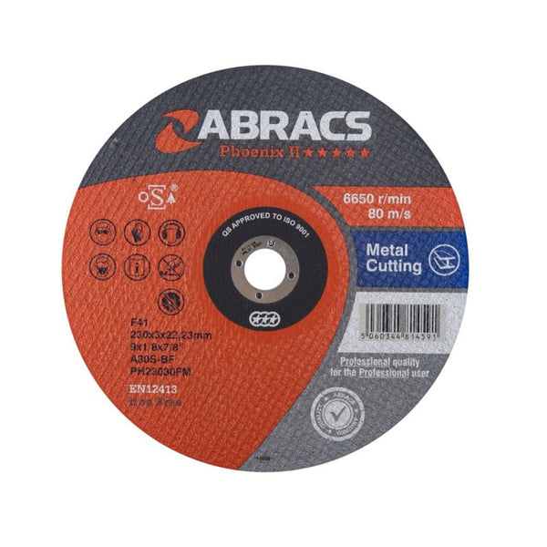 Abracs Phoenix 230mm flat metal cutting disc