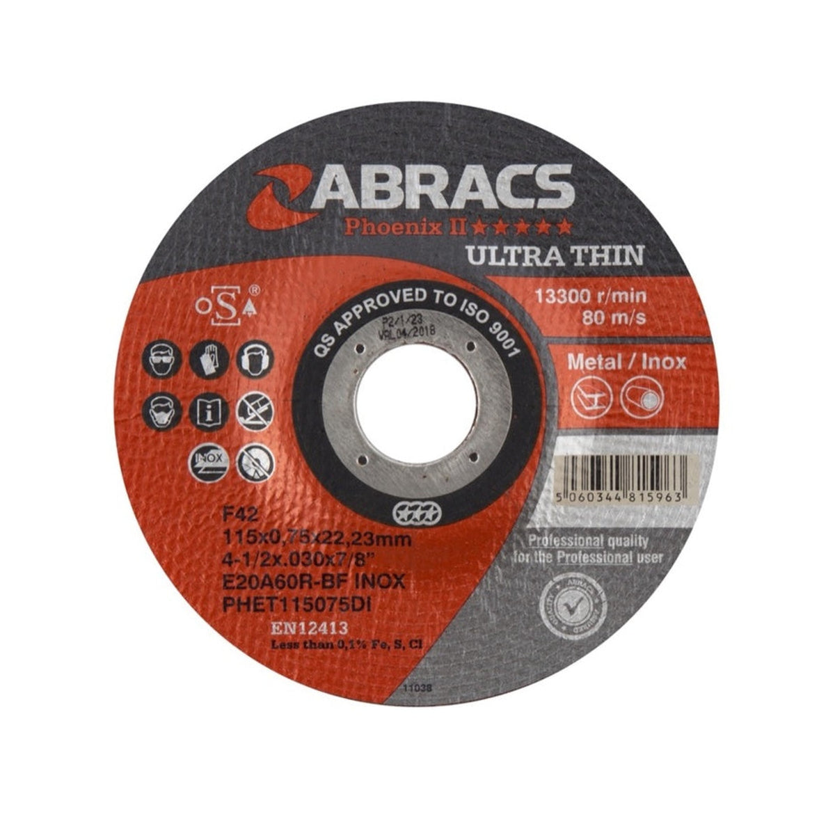 Abracs Phoenix 115mm ultra thin metal cutting disc