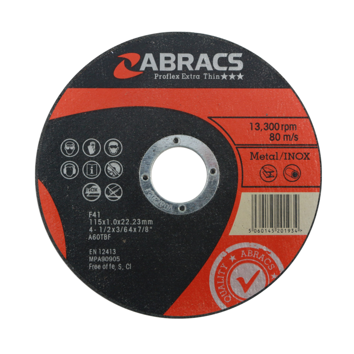 Pack of ten Abracs Proflex 115mm extra thin cutting discs, view 2