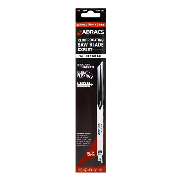 Pack of five Abracs 225mm reciprocating saw blades