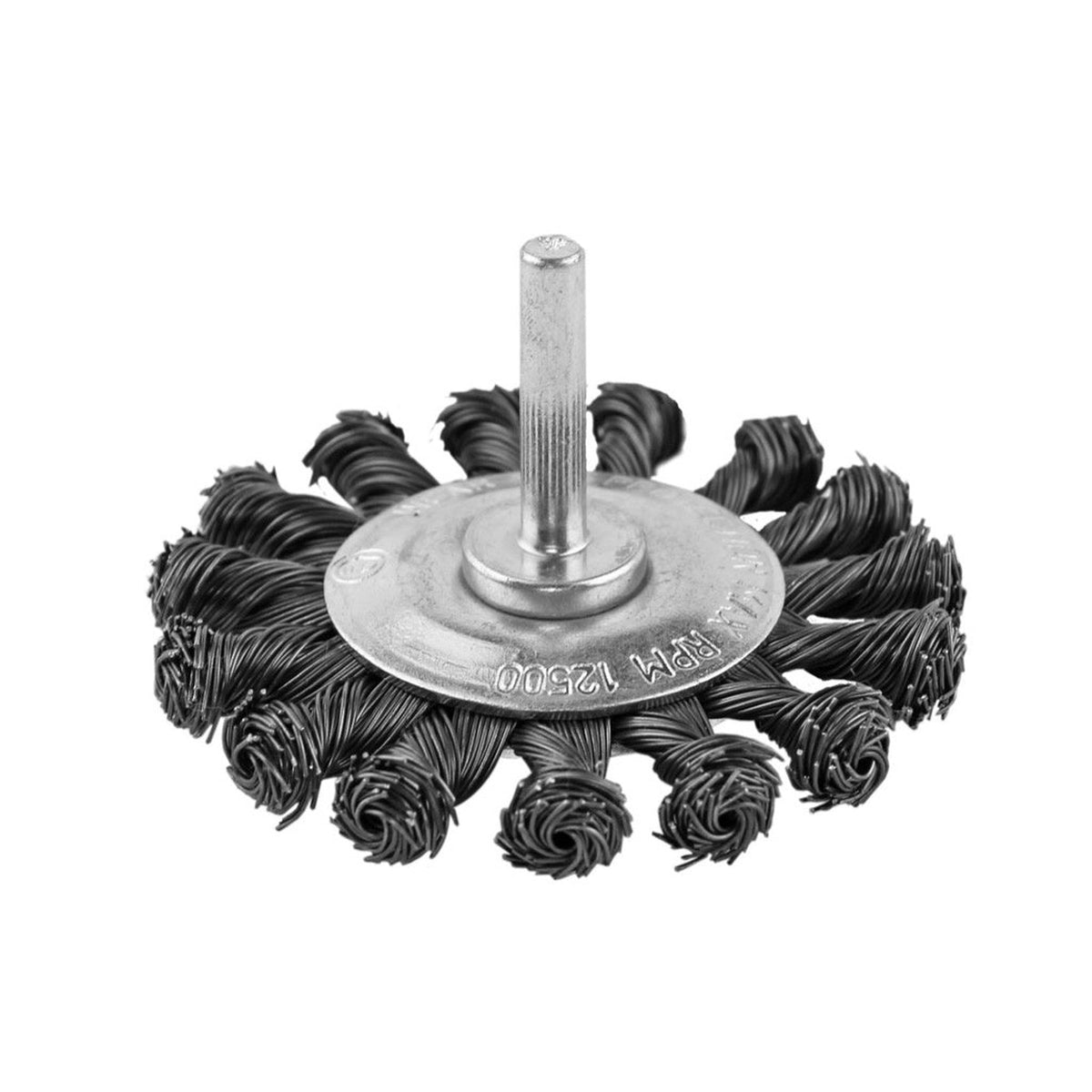 Abracs 75mm twist knot wire wheel on 6mm spindle