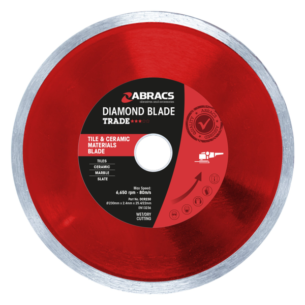 Abracs 230mm tile and ceramic continuous rim diamond blade
