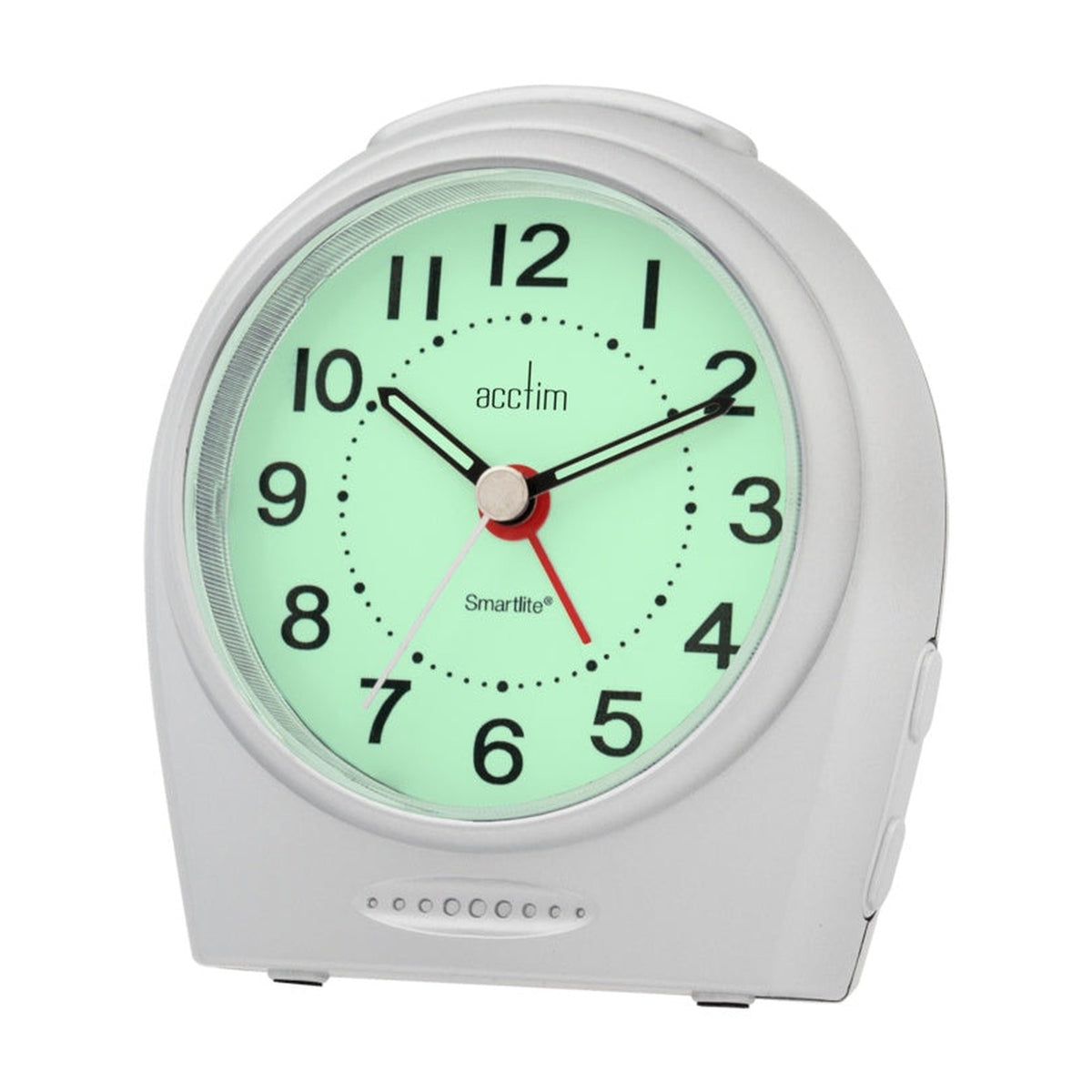Acctim Astoria silver silent sweep alarm clock, view 2