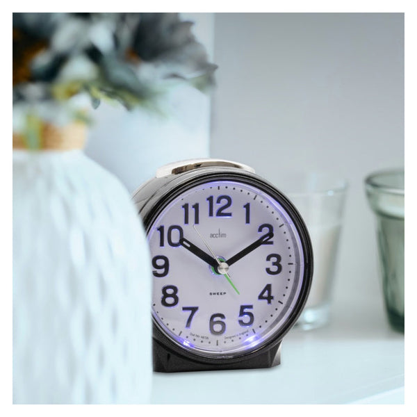 Acctim Eden sweep alarm clock in pearl black