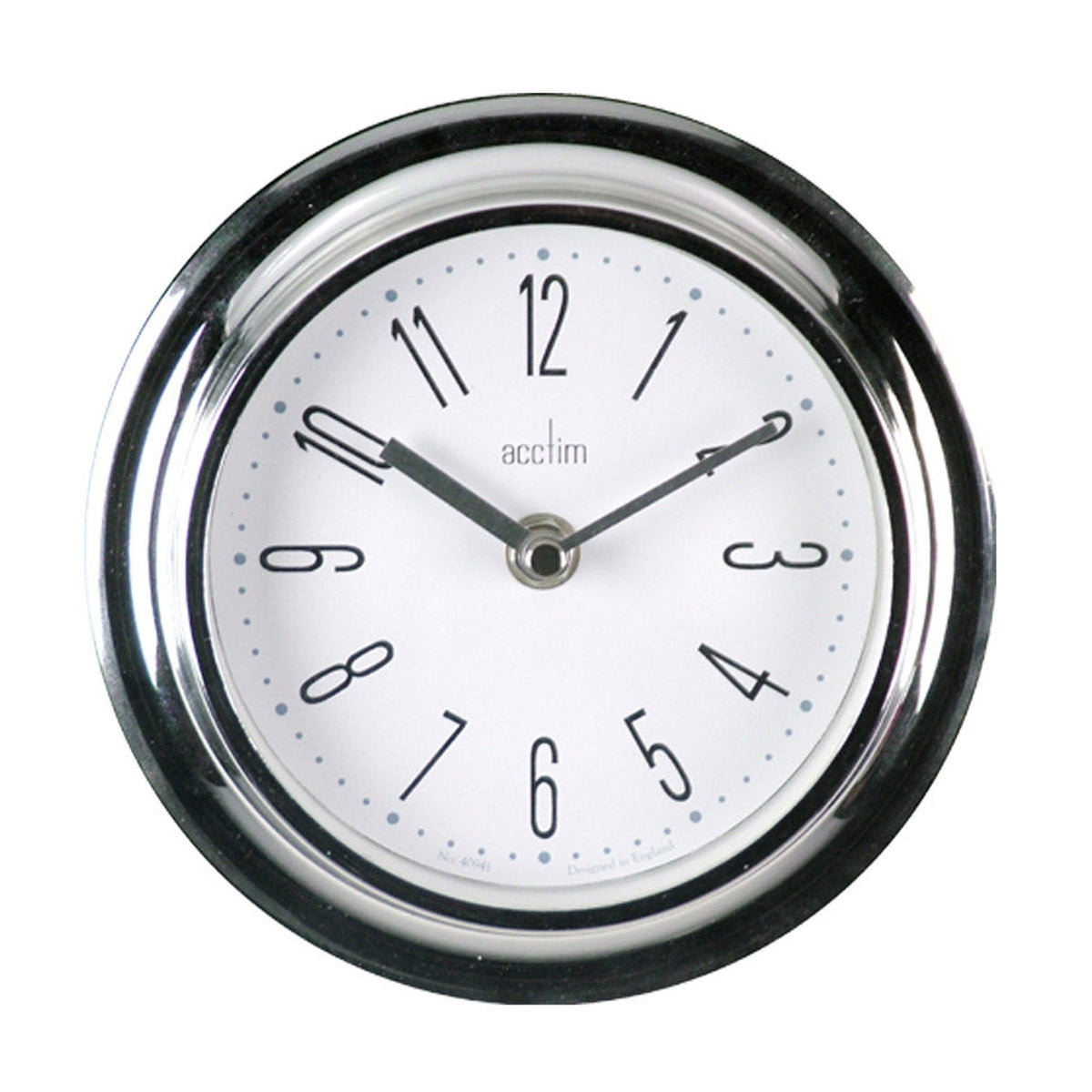 Acctim Riva chrome wall clock with Arabic dial