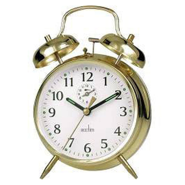 Acctim Saxon bell alarm clock in brass