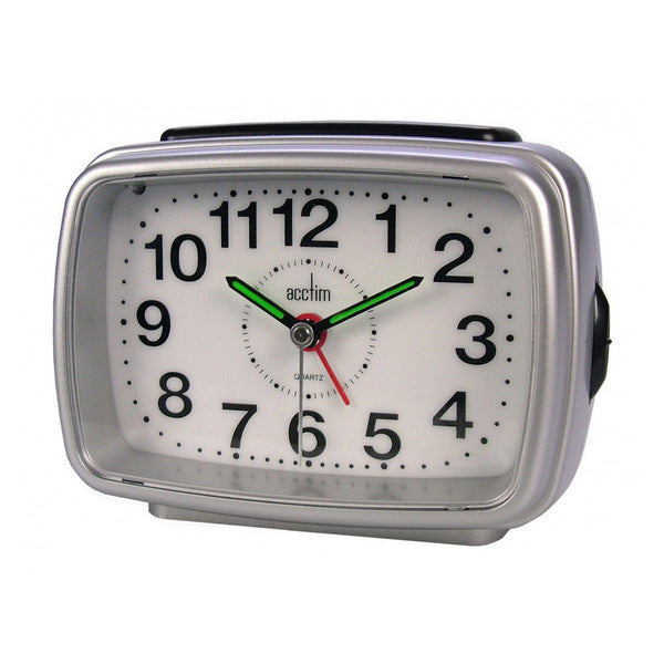 Acctim Titan alarm clock in silver and white