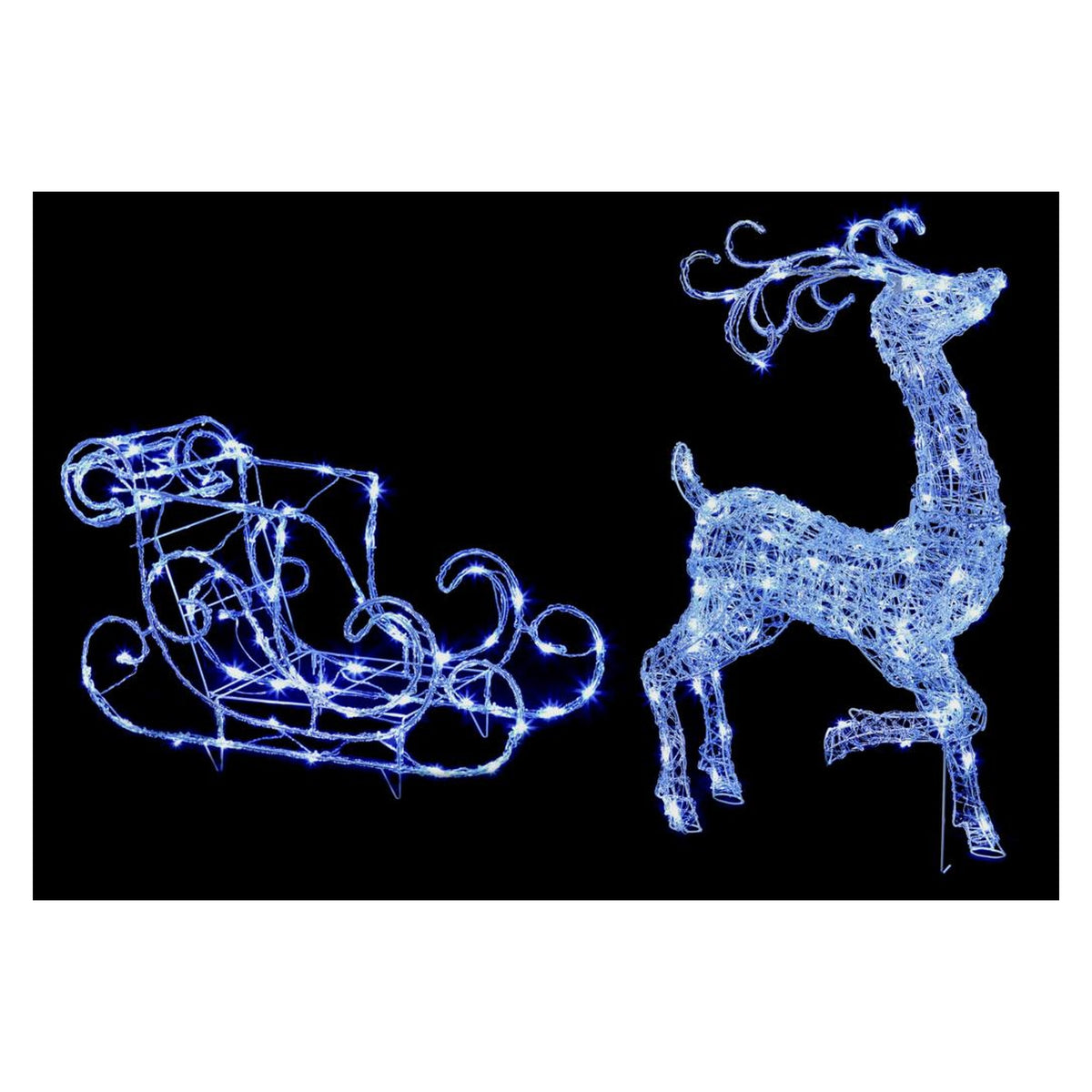 Acrylic Reindeer & Sleigh 140 White LED - 1m