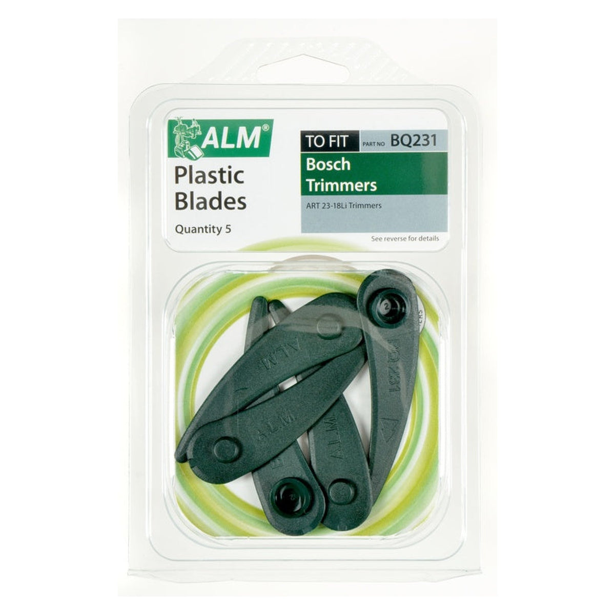Pack of five ALM plastic trimmer blades for Bosch ART 23