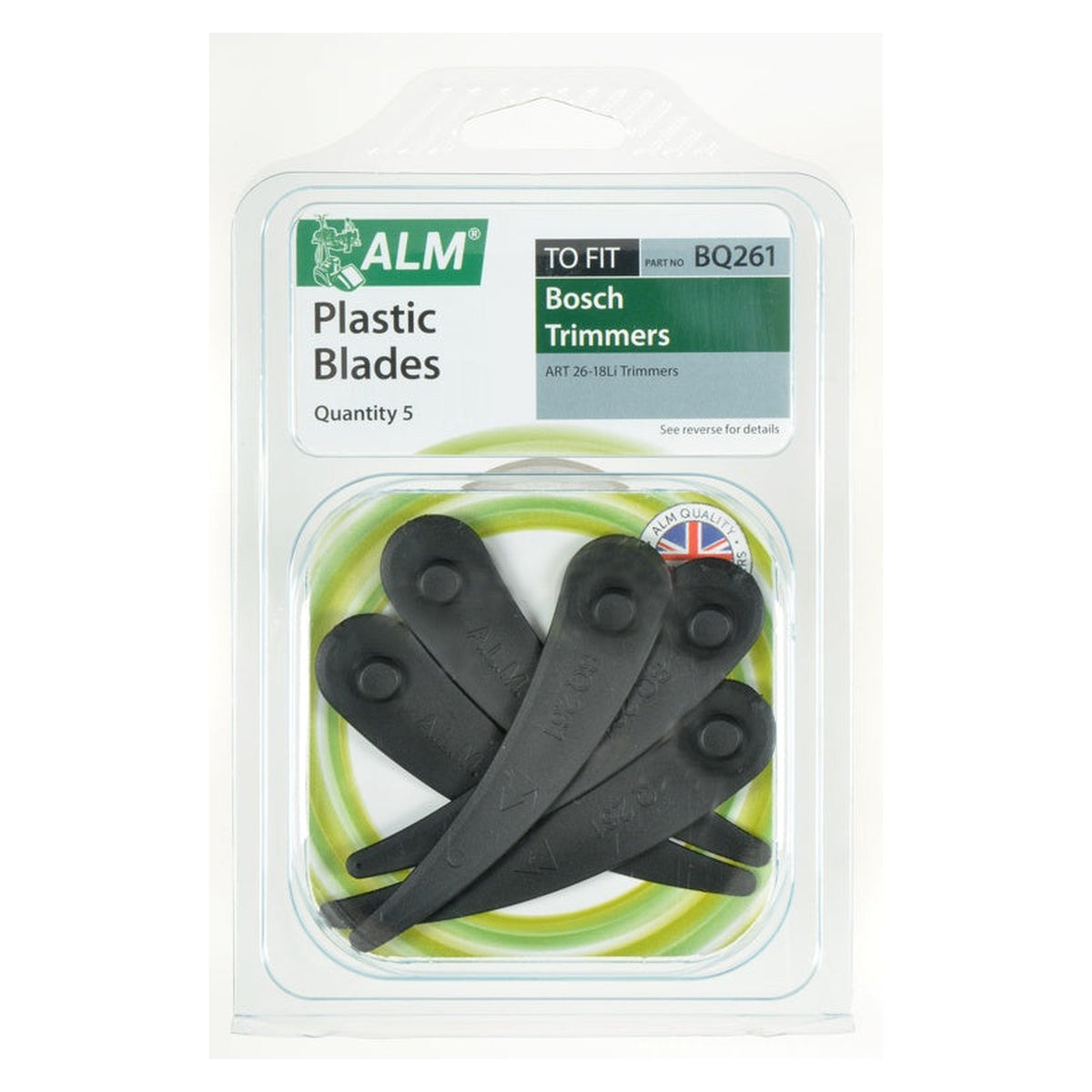 ALM pack of 5 plastic trimmer blades for Bosch ART 26-18Li