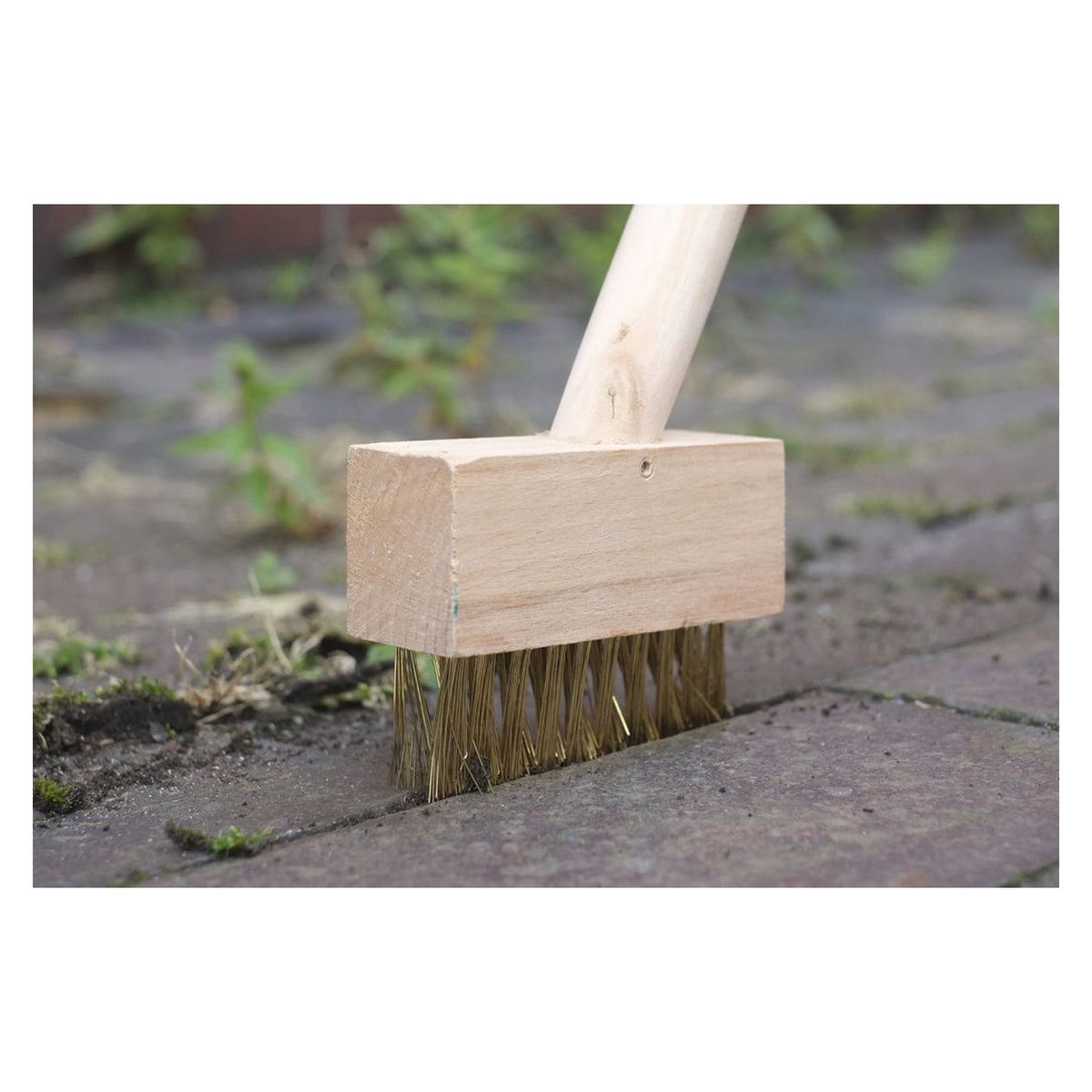 Ambassador block paving brush with long handle