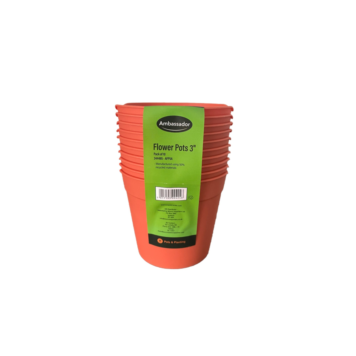Ambassador 3 inch plastic flower pots pack of 10